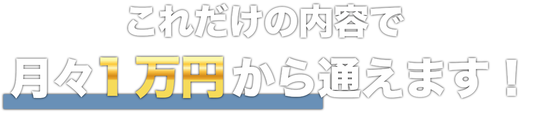 これだけの内容で『月々1万円』から通える!!